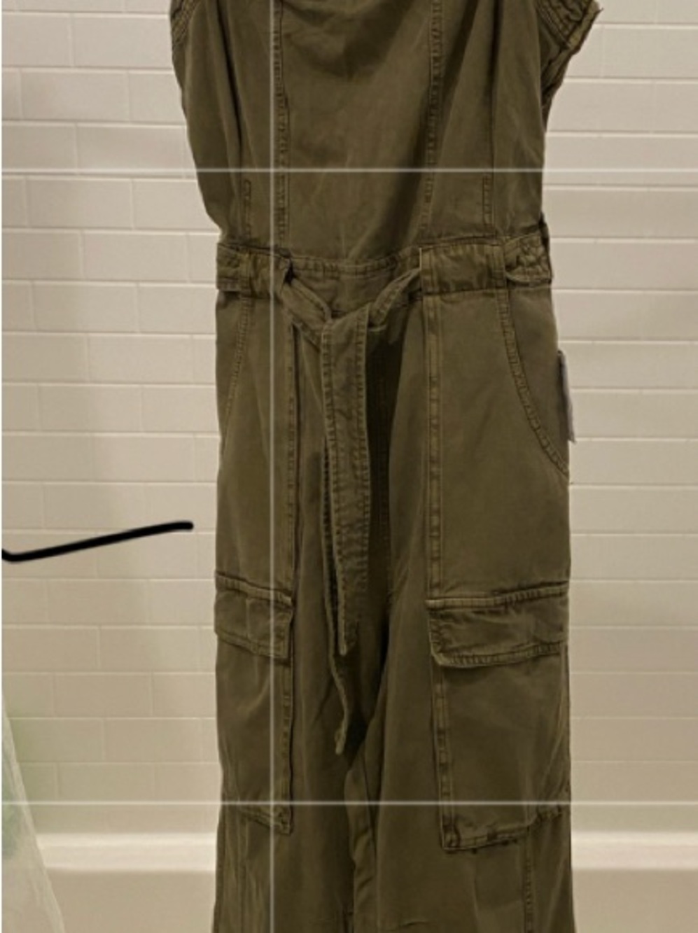 Free People Olive Utility Jumpsuit with Cargo Pockets
